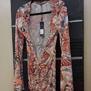 Fashion Nova Vibrant Butterfly Print Dress